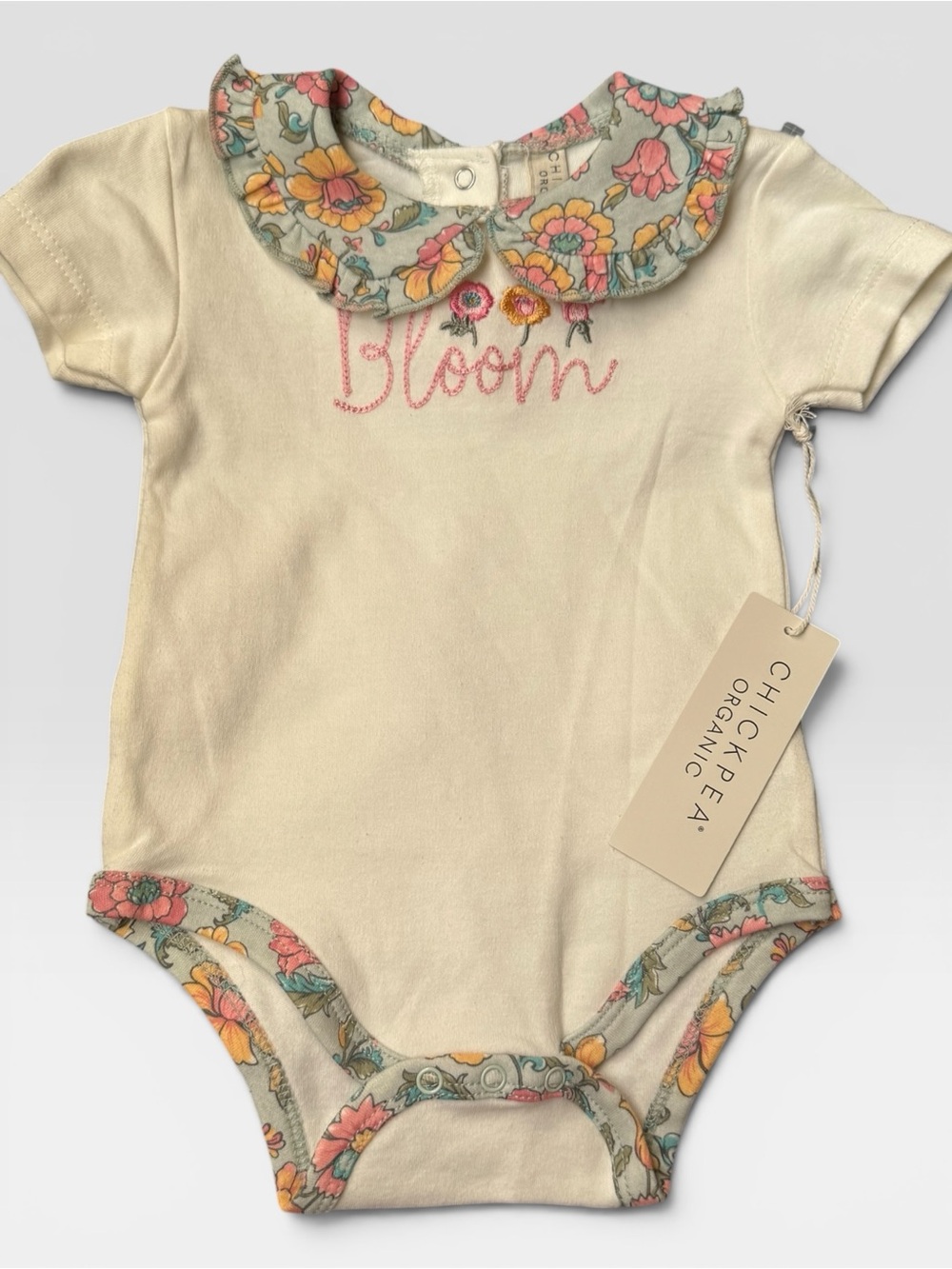 +NWT Chickpea Organic Baby Girl Retro Floral 2-Pack Bodysuit Bundle Set 6-9M - Picture 5 of 9